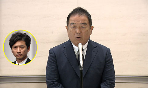 会見する日本テレビ福田博之社長